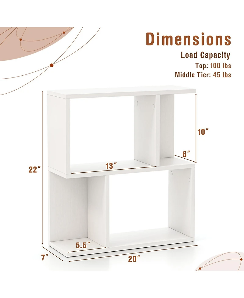 Sugift 3-Tier Bookshelf with Display Shelf for Small Space