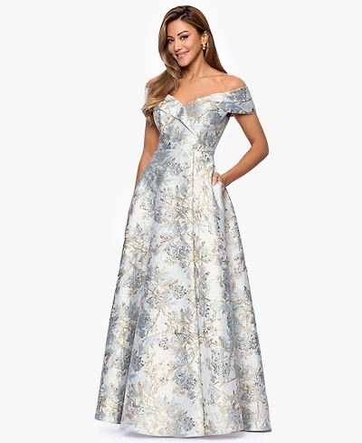 Xscape Women's Sweetheart-Neck Metallic-Jacquard Ball Gown