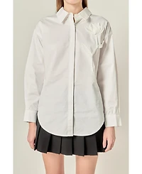 English Factory Women's Appliqued Accent Shirt