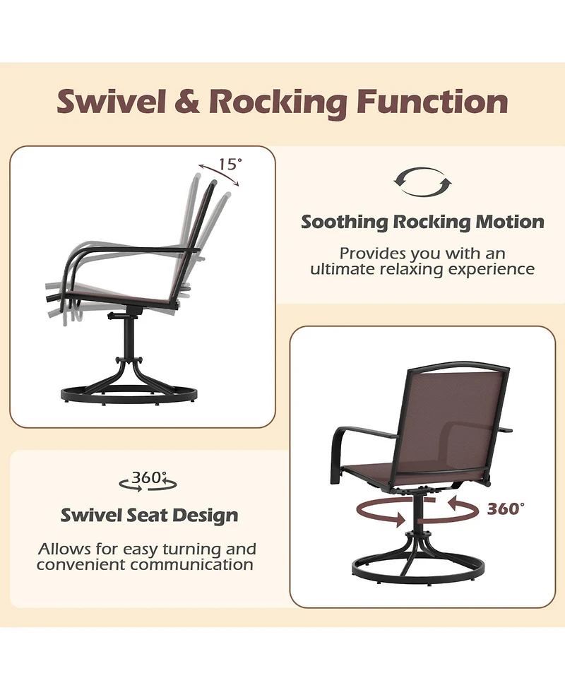 Gymax Patio Swivel Chairs Set of w/ High Back & Round Metal Base for Backyard