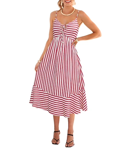 Cupshe Women's Dm Me Striped Midi Beach Dress