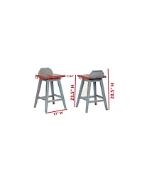 Kings Brand Furniture Set of 2 Swivel Counter Stools Distressed Gray & Blue Wash Solid Wood Seats