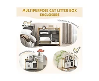 Aostirmotor Hidden Cat Washroom with Double Doors & Scratch Cardboard