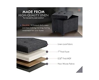 Ornavo Home Small Rectangle Storage Ottoman Foot Stool with Legs