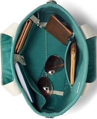 Lands' End Small Solid Color 3 Pocket Open Top Canvas Tote Bag