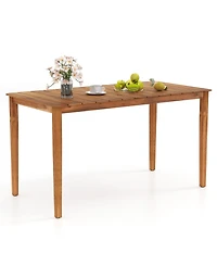 Gymax Rectangular Outdoor Dining Table 4-6 People Large Acacia Wood Patio Bistro Table