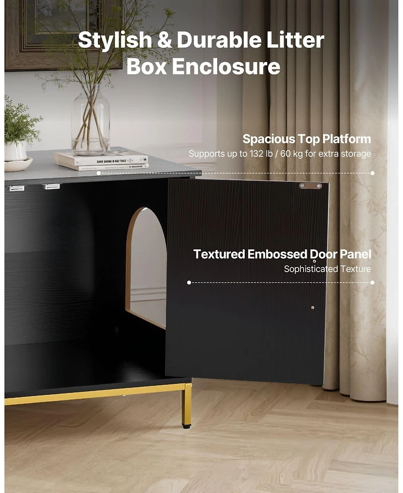 Aostirmotor 27.6" Hidden Litter Box Cabinet with Metal Legs & Handle