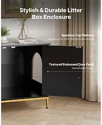 Aostirmotor 27.6" Hidden Litter Box Cabinet with Metal Legs & Handle