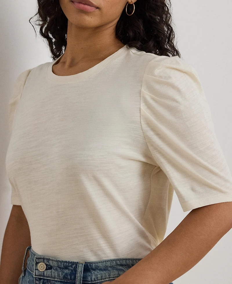 Lauren Ralph Plus Puff-Sleeve Top