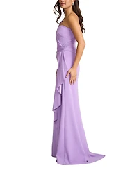 Tadashi Shoji Women's Lune Waterfall Sash Gown