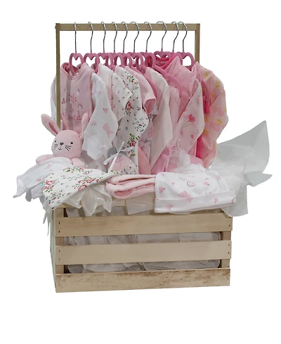 3 Stories Trading Baby Girls' First Year Baby Shower Gift Crate, 36-Piece Set