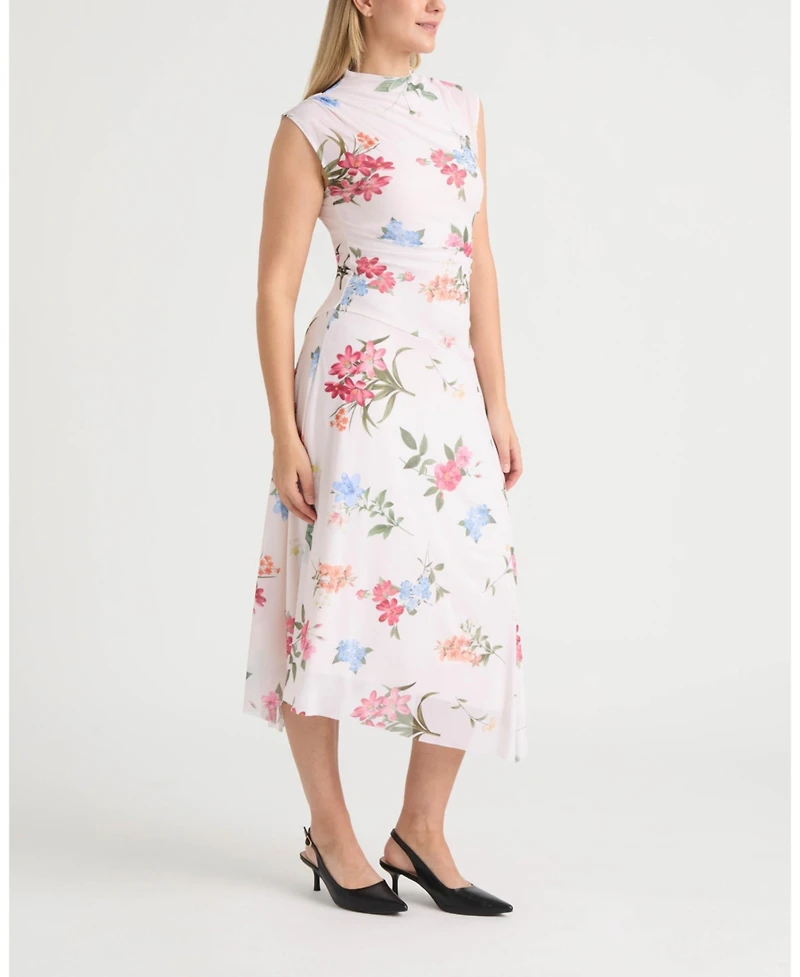 Ellen Tracy Women's Mesh Dress with Side Shirring