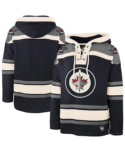 47 Brand Men's Navy Winnipeg Jets Superior Lacer Hoodie