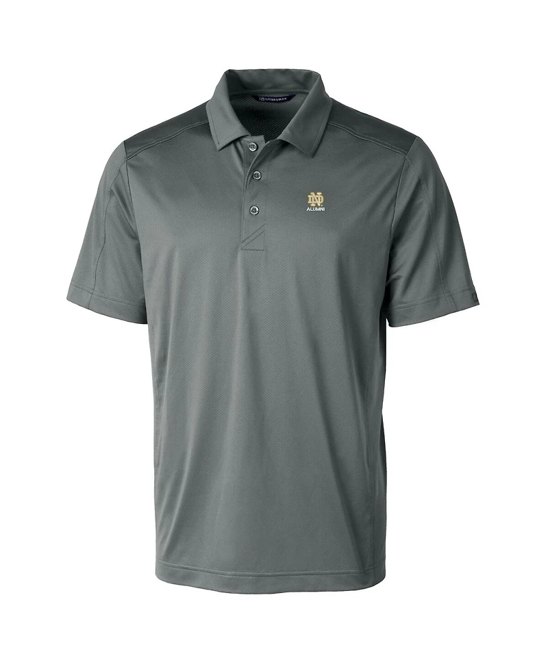 Cutter & Buck Men's Gray Notre Dame Fighting Irish Alumni Logo Prospect Textured Stretch Polo Shirt