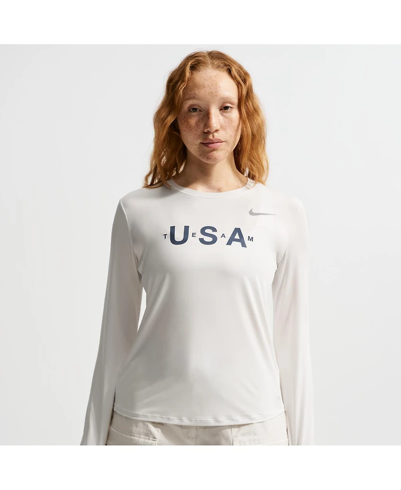 Nike Women's Acg White Team Usa Dri-fit Primary Logo Long Sleeve T-Shirt