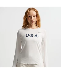 Nike Women's Acg White Team Usa Dri-fit Primary Logo Long Sleeve T-Shirt