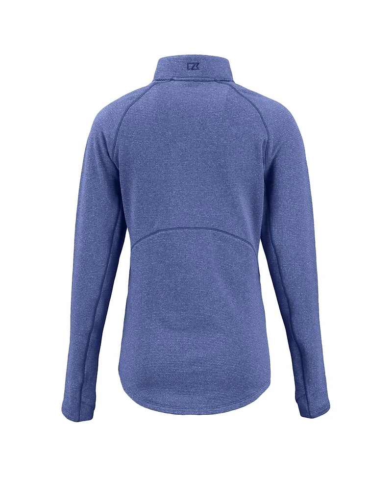 Cutter Buck Women's Heather Royal New England Patriots Peshastin Eco Fleece Tri-Blend Raglan Half-Zip Jacket