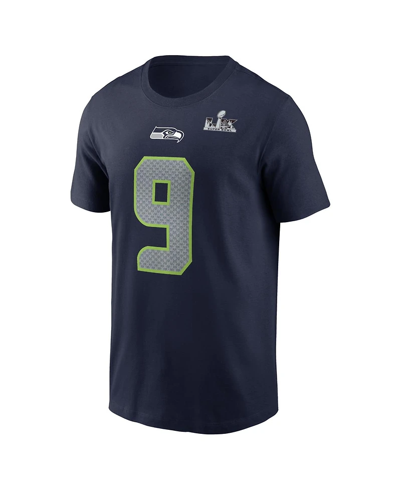 Nike Men's Kenneth Walker Iii College Navy Seattle Seahawks Super Bowl Lx Patch Name Number T-Shirt