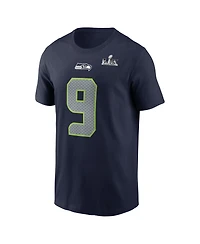 Nike Men's Kenneth Walker Iii College Navy Seattle Seahawks Super Bowl Lx Patch Name Number T-Shirt