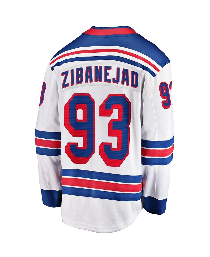 Fanatics Men's Mika Zibanejad White New York Rangers Away Premier Breakaway Player Jersey
