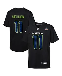 Nike Big Boys and Girls Jaxon Smith-Njigba Black Seattle Seahawks Super Bowl Lx Patch Carbon Fashion Game Jersey