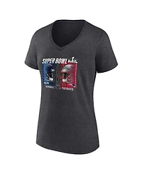 Fanatics Women's Heather Charcoal New England Patriots vs. Seattle Seahawks Super Bowl Lx Matchup Plus Size Final Battle V-Neck T-Shirt