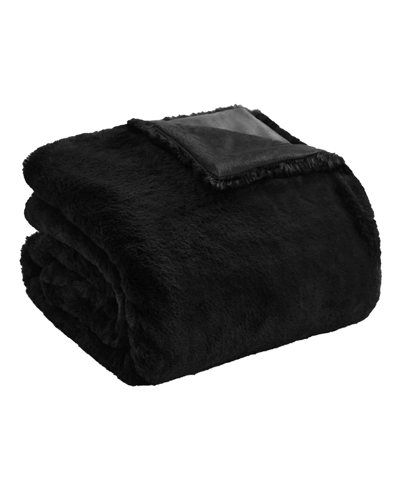 Juicy Couture Big Fluffy Solid Faux Fur Throw, 50" x 70"