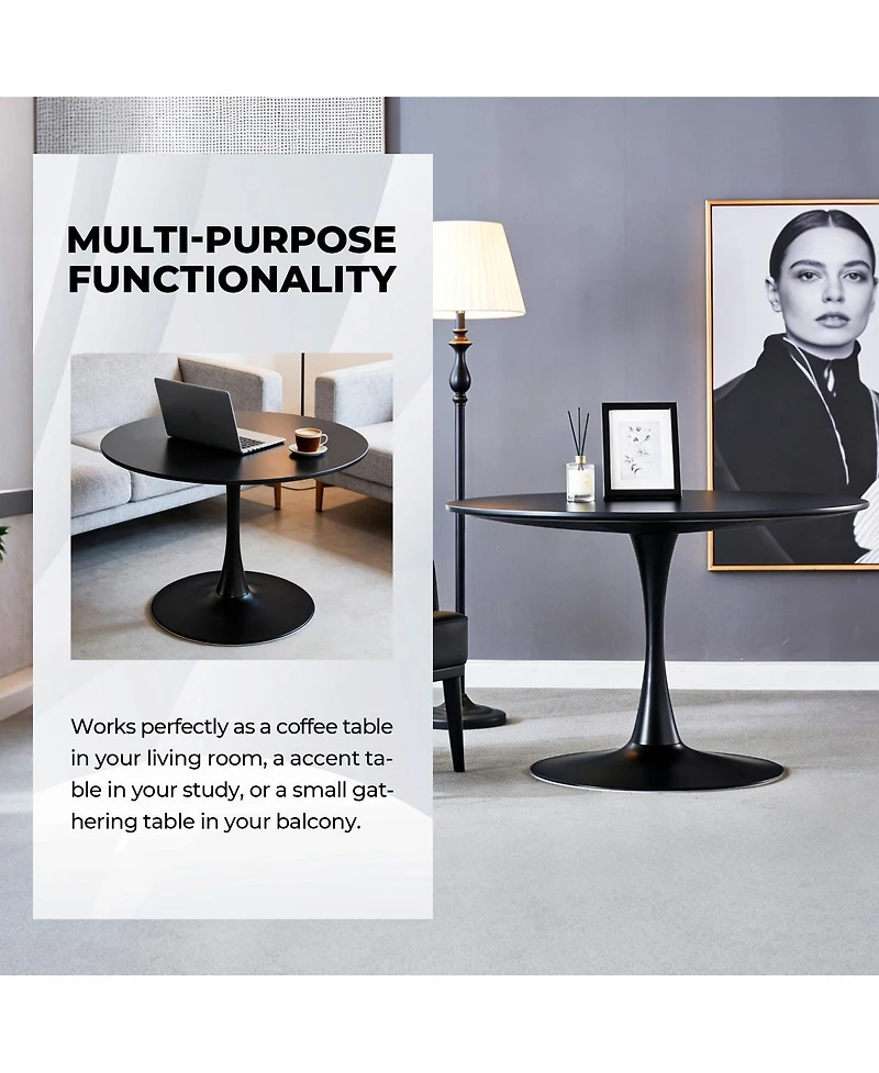 Streamdale Furniture Tulip Dining Table - Mid-century Round Mdf Top, Seats 4-6