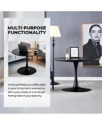 Streamdale Furniture Tulip Dining Table - Mid-century Round Mdf Top, Seats 4-6