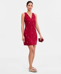 I.n.c. International Concepts Women's Sleeveless Embellished V-Neck Mini Dress, Macy's Exclusive