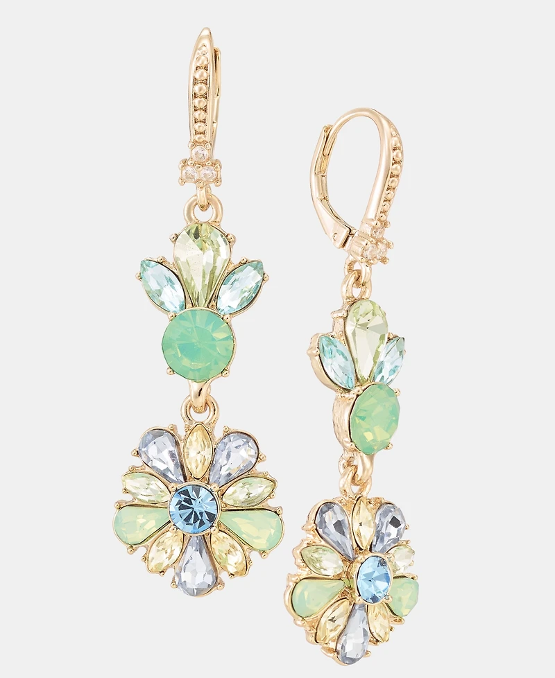 Marchesa Crystal Cluster Flower Double Drop Earrings