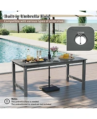 Gymax Hdpe Outdoor Dining Table for 6 Person 67'' Patio w/ Wood-Like Tabletop