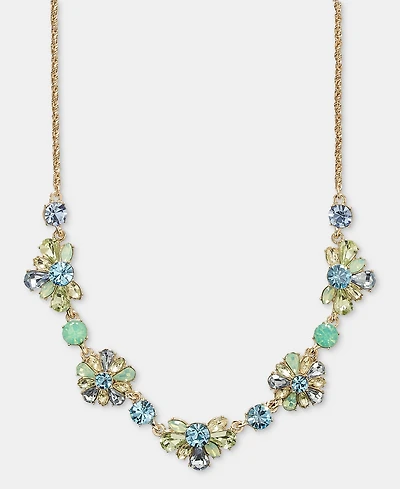 Marchesa Crystal Cluster Flower Statement Necklace, 16" + 3" extender