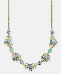 Marchesa Crystal Cluster Flower Statement Necklace, 16" + 3" extender