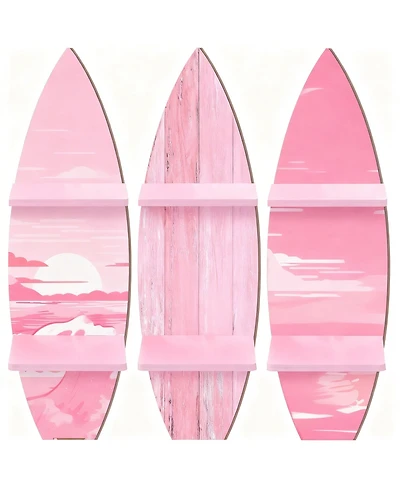 Yigii Surfboard Wall Shelves: 3 Piece Set for Beach Decor
