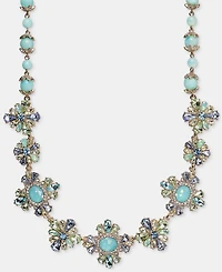 Marchesa Stone Cluster Flower Statement Collar Necklace, 16" + 3" extender