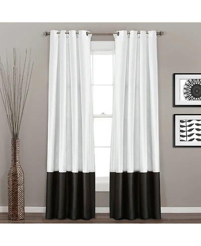Lush Decor Prima Light Filtering Window Curtain Panels Pair 54"W x 108"L Black & White - Long Curtains for Bedroom