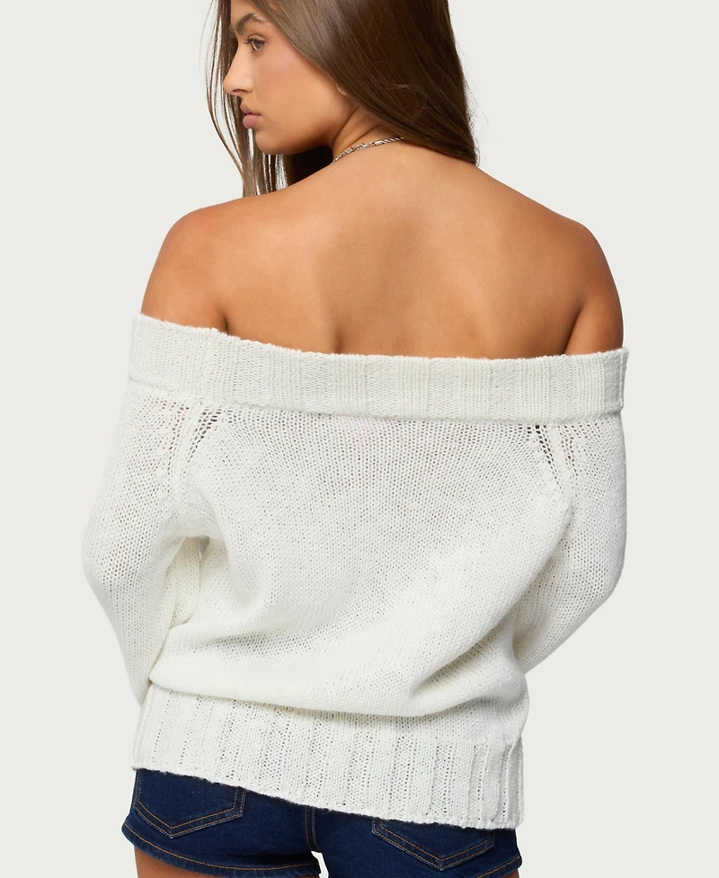Edikted Womens Noemi Off Shoulder Sweater