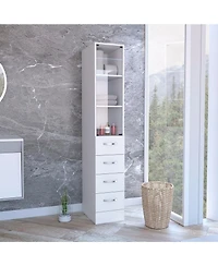 Rainsken Linen Cabinet, 68" H Bathroom Storage Cabinet with 3 Shelves, 4 Drawers and Metal Handles for Home