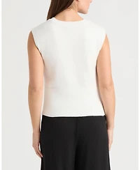 Ellen Tracy Women's Crewneck Sweater with Embroidered Hem