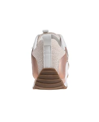 bebe Women's Sneaker with Lurex Upper and Rhinestone Hardware