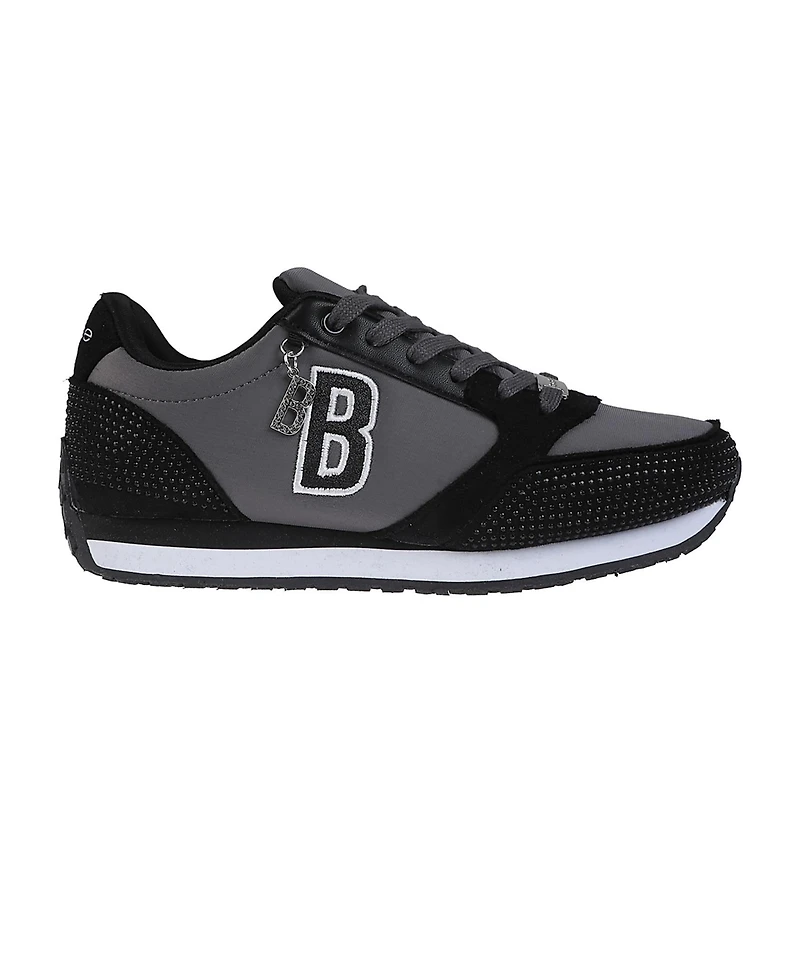 bebe Women's Sneaker with Embellised Upper and Dangle Charm