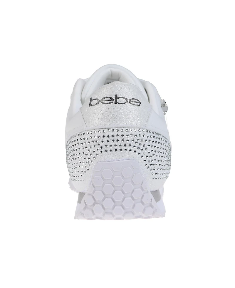 bebe Women's Sneaker with Embellised Upper and Dangle Charm