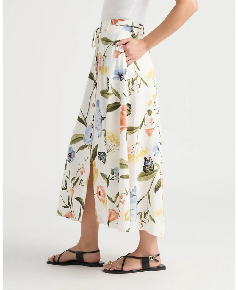 Ellen Tracy Women's Button Front Flared Skirt