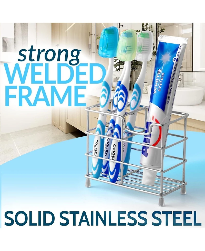 Stainless Steel Toothbrush Holders with 5 Colorful Toothbrush Cases Included