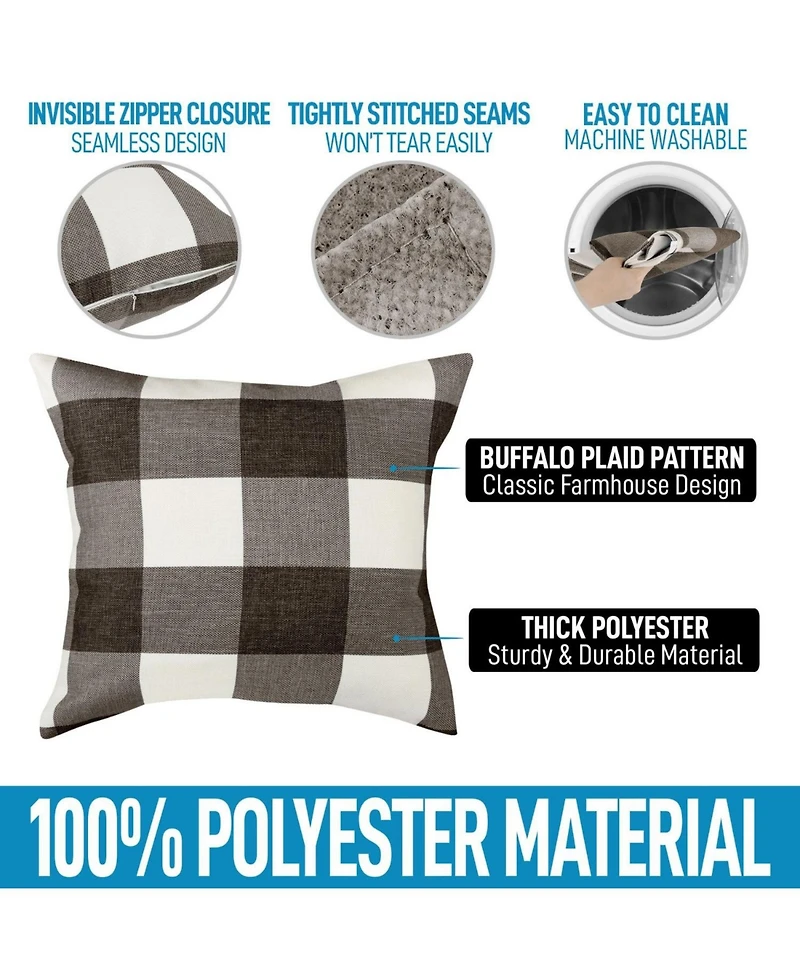 2 Pack Buffalo Plaid Throw Pillow Outdoor & Indoor Covers 16x16 inches