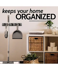 Wall Mount Mop Holder and Broom Hanger (5 Slots)
