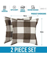 2 Pack Buffalo Plaid Throw Pillow Outdoor & Indoor Covers 16x16 inches
