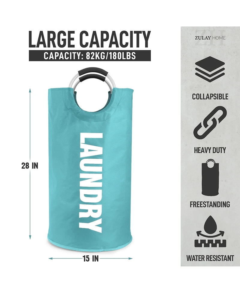 Zulay Kitchen Heavy Duty Laundry Basket - Collapsible Non-Slip Padded With Handles