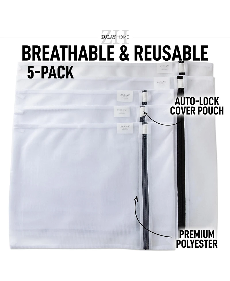 Zulay Kitchen 5 Pack Reusable Mesh Laundry Bags for Delicates and Washing Machine